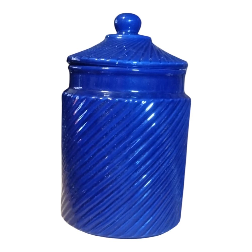 Cobalt Blue Swirl Ceramic Cannister With lid
